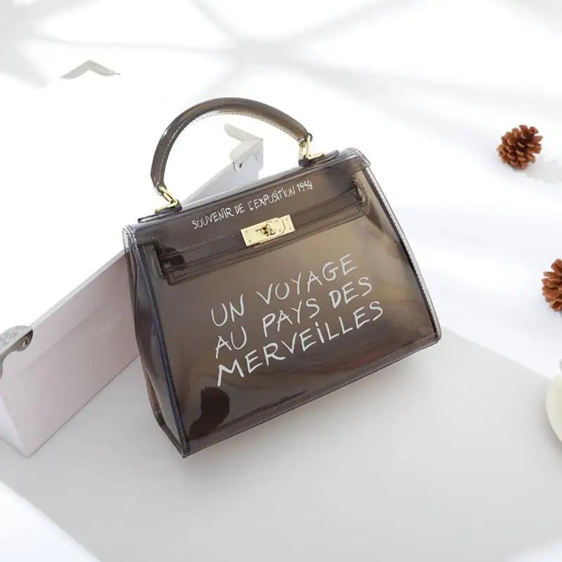 جديد النسخة الكورية الأزياء جميع يقابل حقيبة كتف حمل الحلوى اللون هلام شفافة اليد أكياس حقيبة يد رسول Crossbody حقيبة