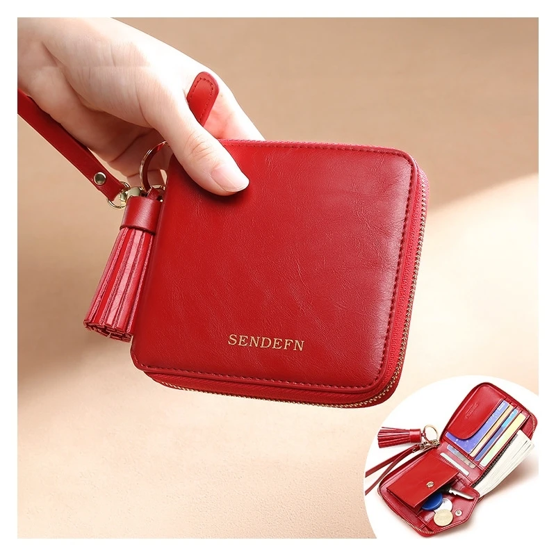 

Factory Direct Short Wallet Female Leather Wallet Korean Version Zipper Female Purse Leather Clip