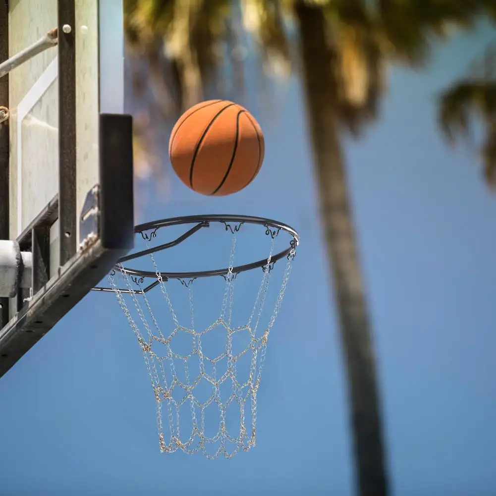 

New Chain Two - Color Basket Net Basketball Sports Heavy Duty Galvanized Steel Chain Basketball Goal Net Durable Standard Hoop