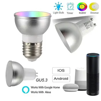 

E27 GU5 GU10 5W WiFi Smart APP RGBW LED Downlight Bulb Remote Control Work with Alexa Echo Google Home IFTTT Assistance 85-265V