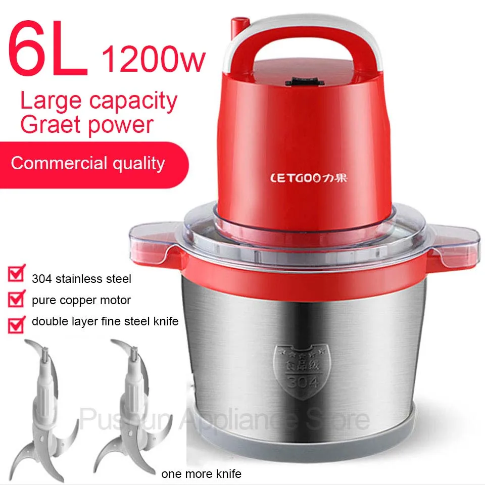 6L large Chili garlic Meat Grinder Electric Mincing Machine high speed home use or Commercial Egg Stirring mix Food Processor 6l large chili garlic meat grinder electric mincing machine high speed home use or commercial egg stirring mix food processor