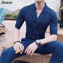 Camisa Masculina двубортные белые рубашки мужские умные полосатые рубашки мужские летние облегающие мужские рубашки Conjunto Social