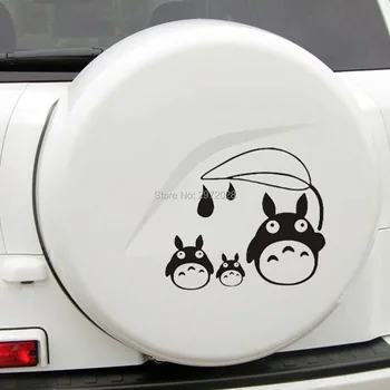 

10 x Lovely Cartoon Car Styling Cat Totoro Hiding From the Rain Under Leaf Decoration Car Doors Spare Tire Stickers Car Decal