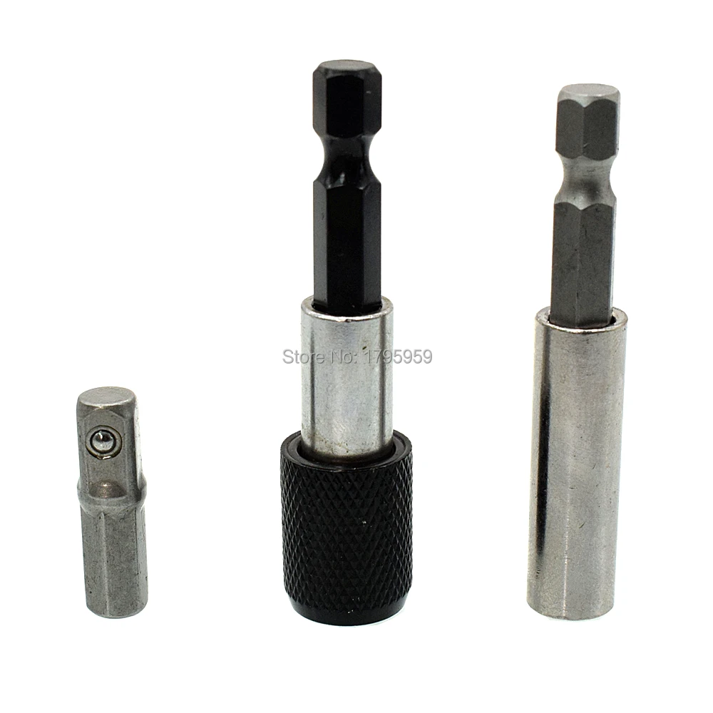 

Quick Release Magnetic Screwdriver Bit Holder 1/4" Hex Shank 60mm 25mm 1/4" Hex Shank to 1/4" Square Drive Socket Adapter Tools