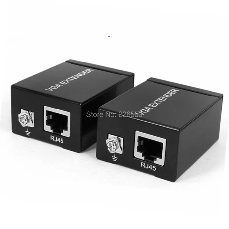 

One Pair 60M VGA Extender Female To Lan Cat5 Cat5e RJ45 Ethernet Female Adapter Amplifier VGA Extender Converter