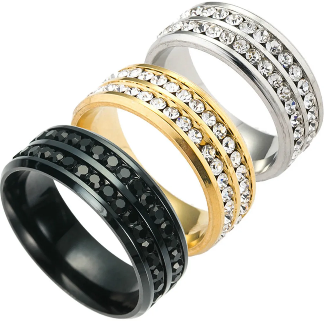 

Ring Size 5 Crystal Ring To The Of Korean Double Row Drill Stainless Steel Ring Wedding Rings For Women Bague Femme Anillo Mujer
