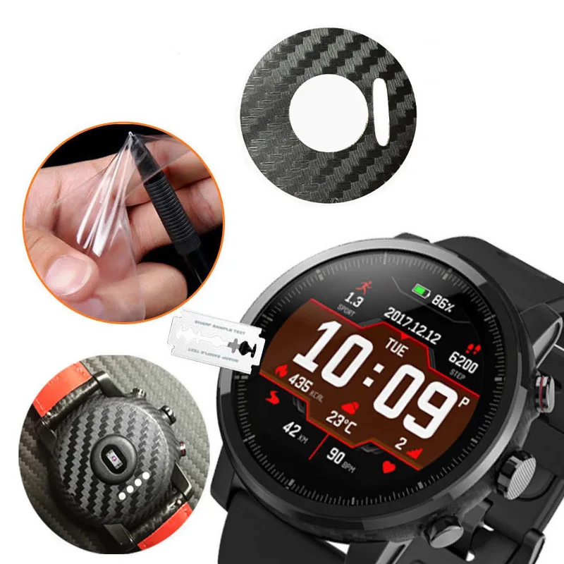 1 комплект защитная пленка из ТПУ для Amazfit 2 Watch задняя углеродного волокна Huami