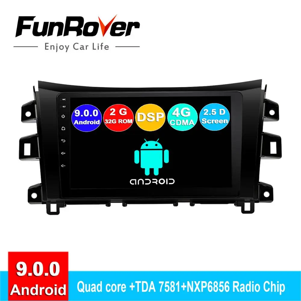 

FUNROVER android 9.0 2 din car dvd For Nissan Navara Frontier NP300 2011-2017 radio gps navigation system navi stereo 2.5D CDMA