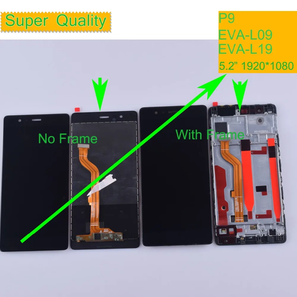 

10Pcs/lot LCD For HUAWEI P9 Display Touch Screen Digitizer with Frame for HUAWEI P9 LCD Display EVA-L09 EVA-L19 EVA-AL00