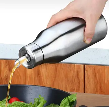 

50pcs 500ml/750ml Stainless Steel Olive Oil Dispenser Bottle Oil Pourer Leakproof Kitchen For Vinegar Sauce Kitchen Tool
