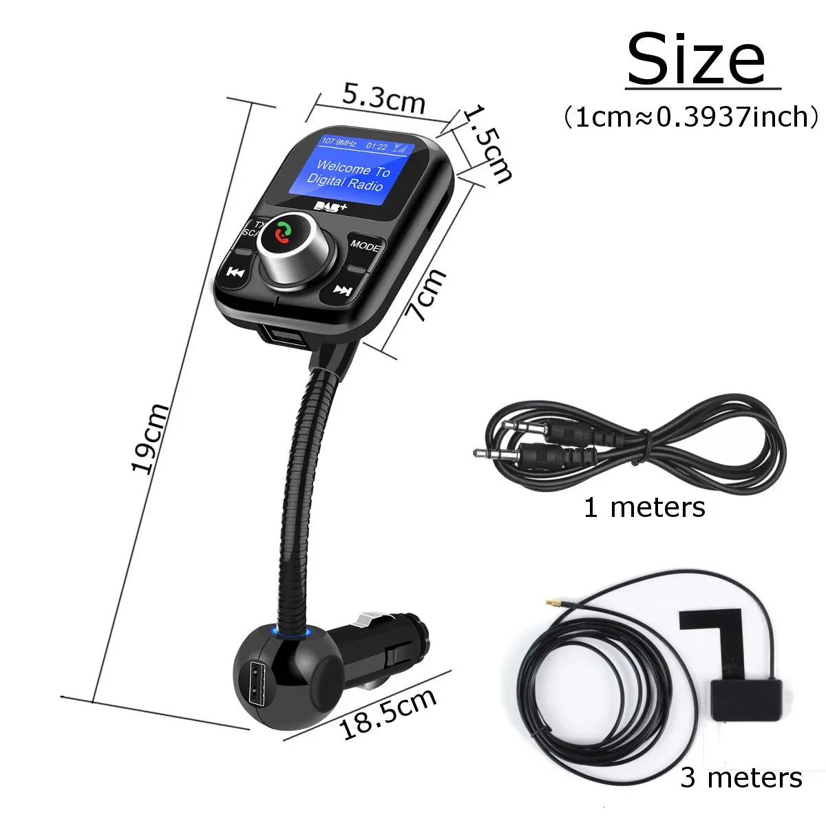  Bluetooth manos libres coche DAB + Kit de Radio Digital con Doble Adaptador USB receptor sintonizad