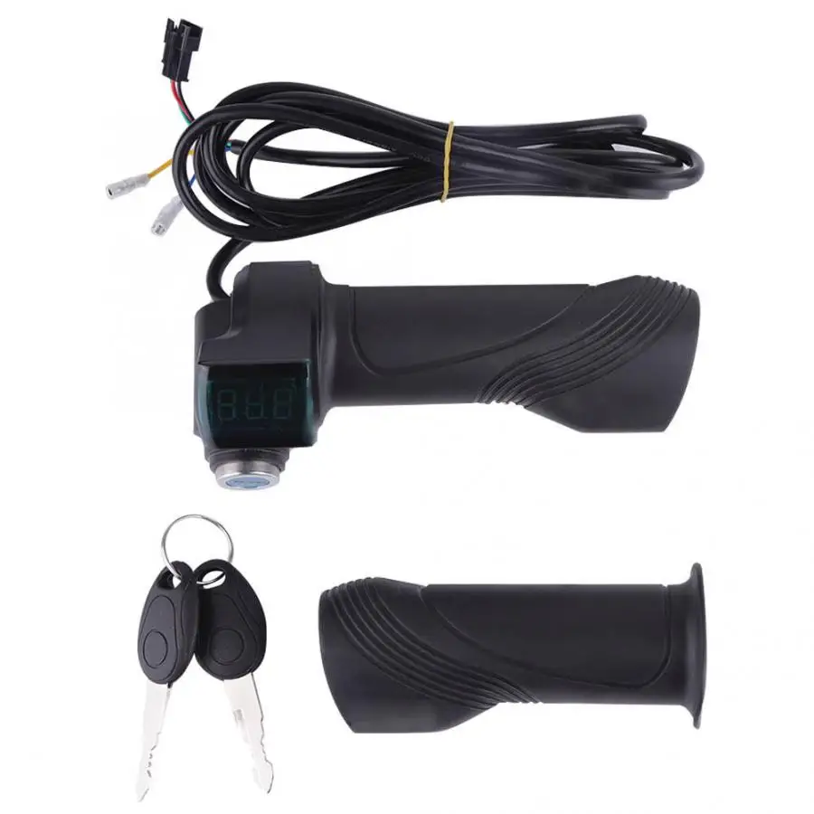 

48V 36V 24V 60V Electric Bicycle Handlebar Grips Power Display Handle Twist Grip Accelerator With Key Power Lock Battery