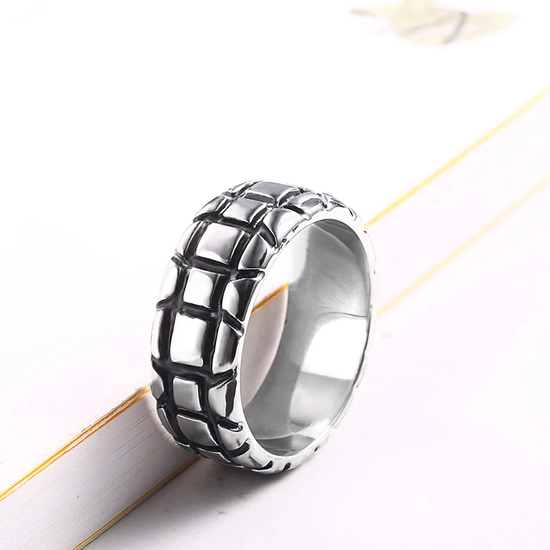 Anillos модные черные колеса в форме автомобильных шин кольца из нержавеющей стали