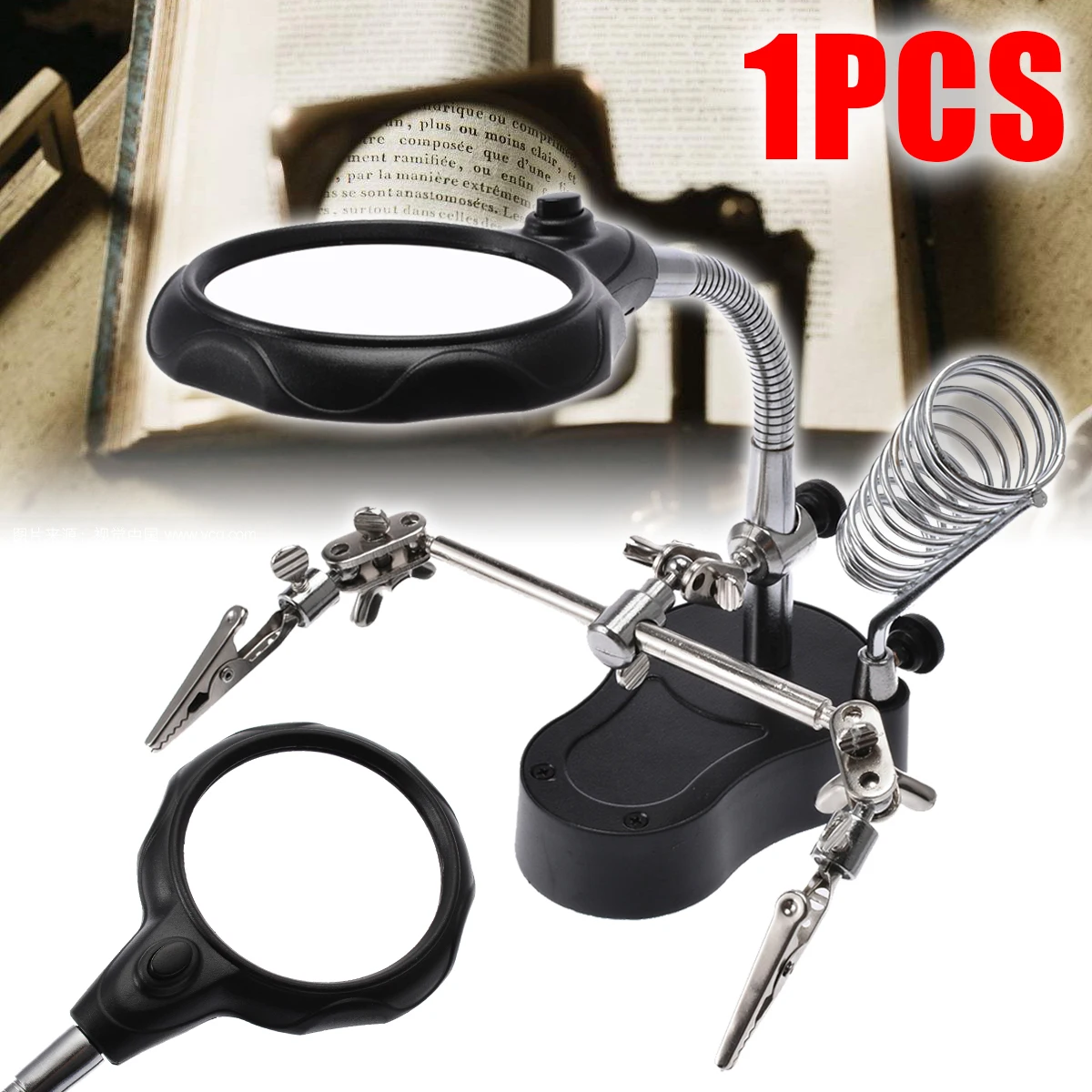 

Professional LED Clip Magnifier LED Stand Magnifier with Helping Hand Clip Useful Magnifier For Reading Soldering Iron Jewelry