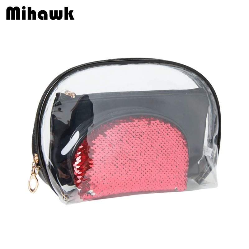 

Mihawk Transparent Cosmetic Bag PVC Make Up Pouch Women Travel Beauty Wash Toiletry Makeup Storage Zip Tote Accessories Supplies