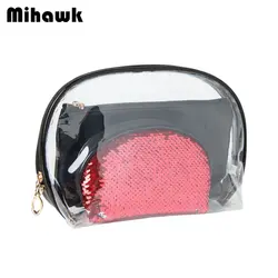 Mihawk прозрачный косметичка ПВХ составляют чехол Для женщин Путешествия Красота мытья туалетных Макияж хранения Zip принадлежности для
