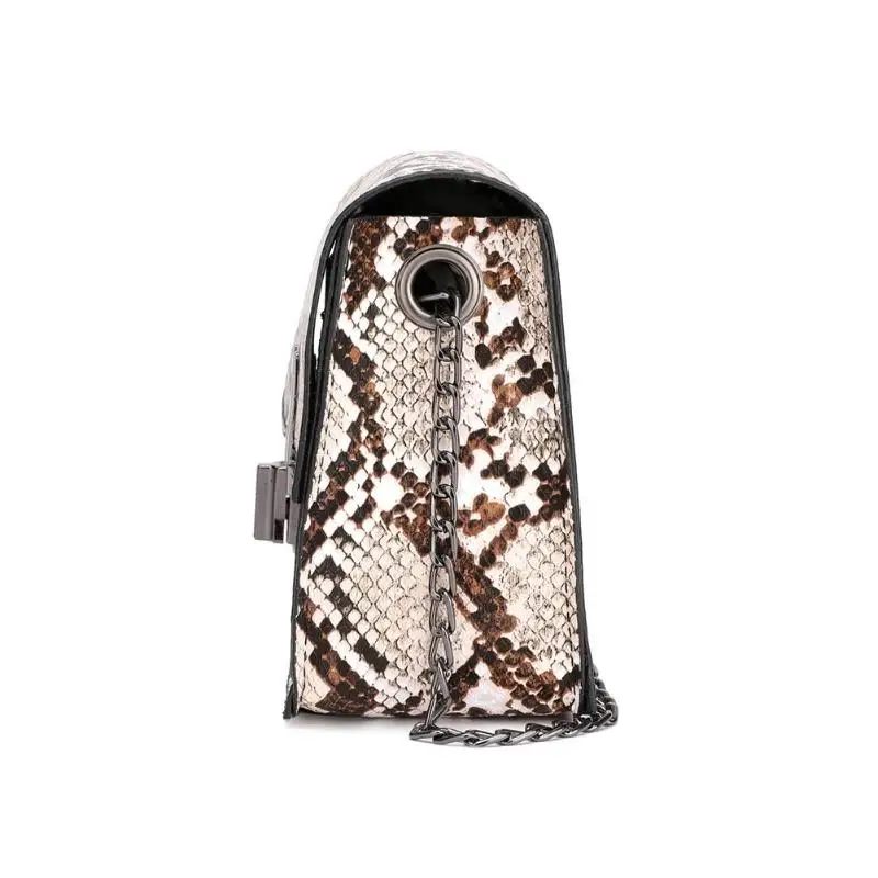 صغيرة الأفعى طباعة حقيبة كتف رفرف رسول حقائب للنساء جلدية سلسلة Crossbody أكياس Bolsas الأنثوية موهير Sac