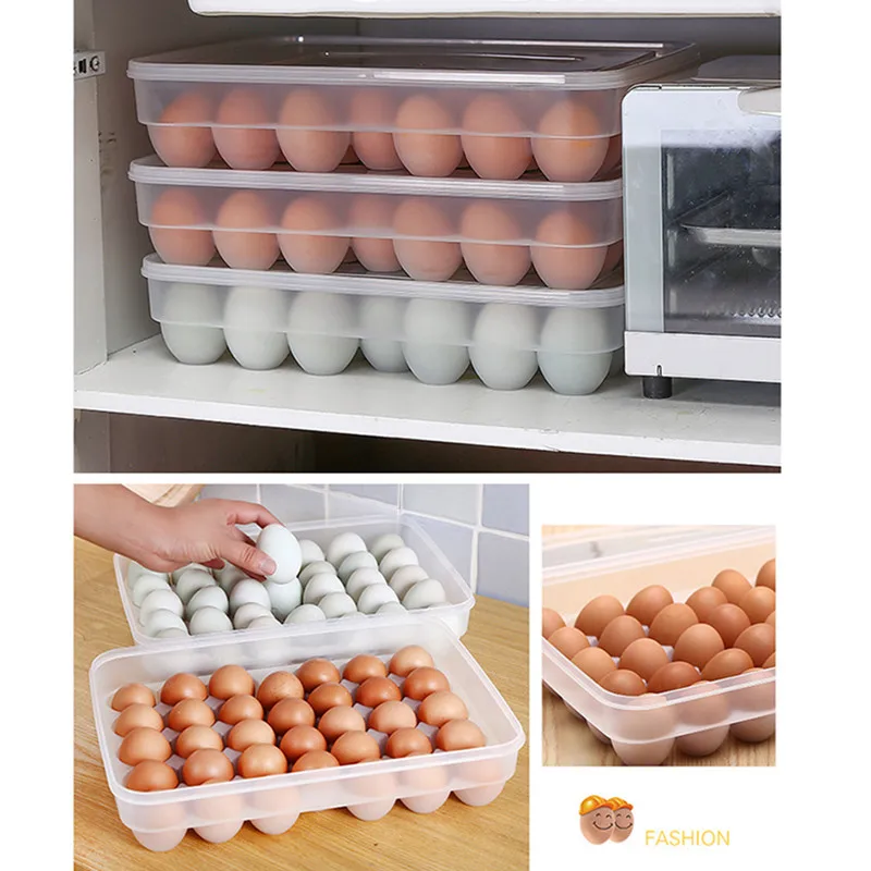 Прозрачная 34 сетка, однослойная коробка для яиц, корзина, органайзер, пластиковый контейнер для яиц, контейнер для хранения, коробка для хранения, для дома, кухни, чехол для яиц