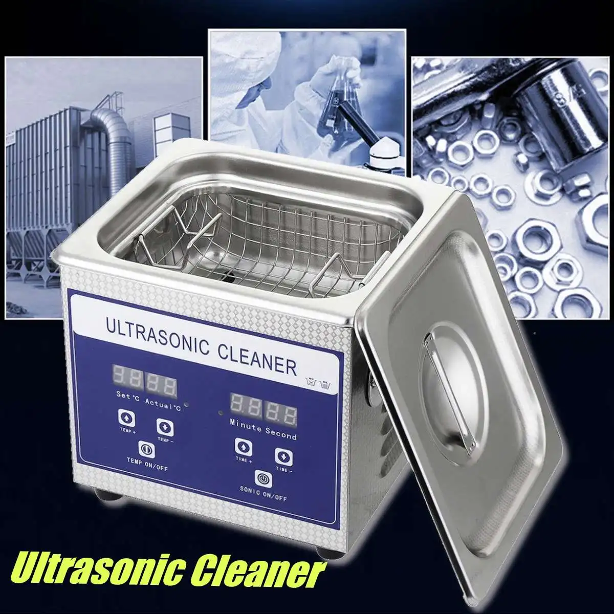 

Ultrasonic Cleaner 1.3L 60W Stainless Steel Digital Home Ultrasonic Heater Timer Tank Appliance Commercial Industrial Appliance