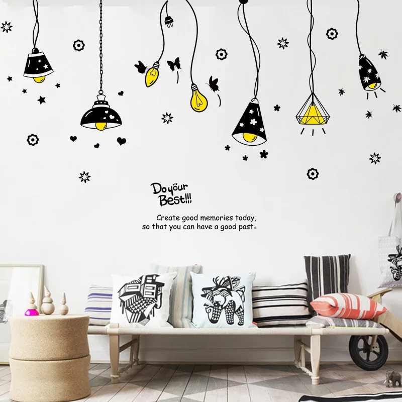 DIY Creatively Decorative Sticking Pendant Lamp Wall Sticker for Photo