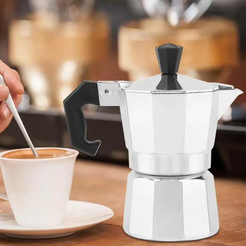 

50ml Latte Mocha Coffee Pot Stove Aluminum Espresso Coffee Maker Tool Easy Clean for Home Office Coffee & Tea Tools