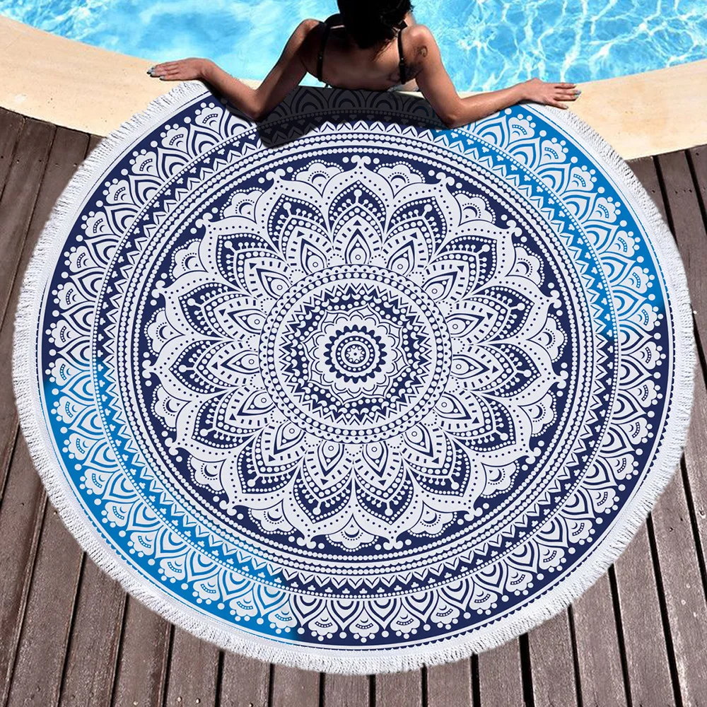 

Bohemian Boho Mandala Round Beach Towel Blanket Microfiber Large Oversized Circle Roundie Mandala Towel Serviette De Plage