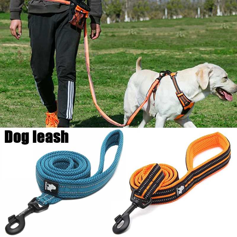 

Soft Padded Mesh Dog Leash Reflective Nylon Walking Training Dog Leads Stock Running Dog Pet Leash