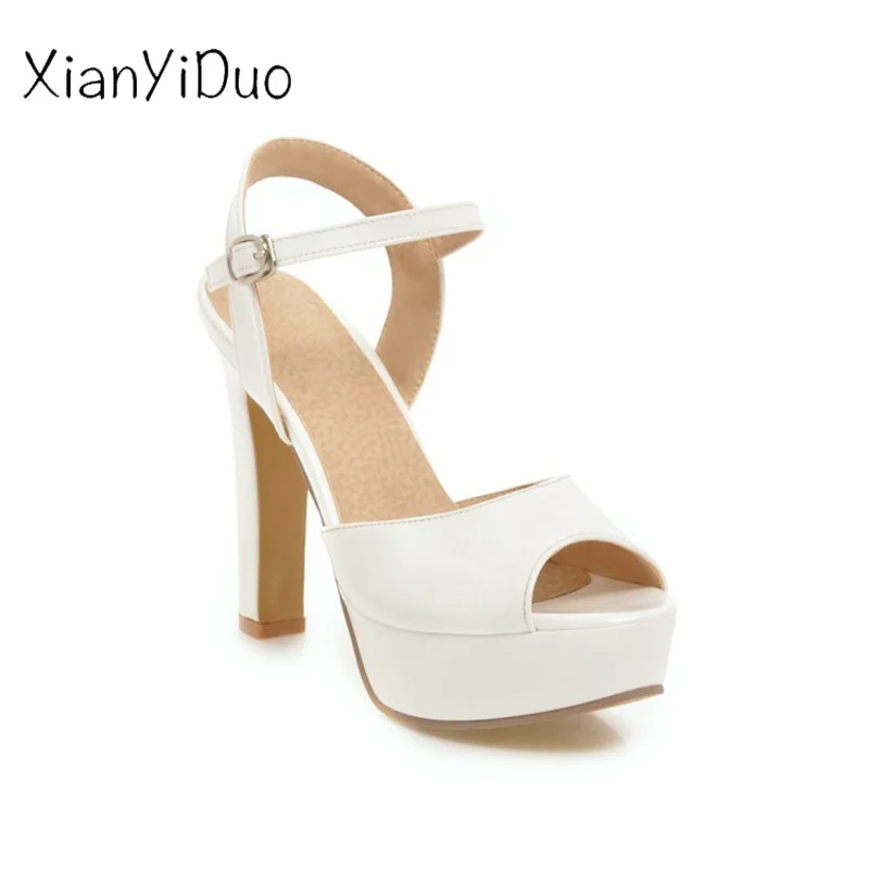 

2019 Summer Women's open toe high Heels shoes sandals bling Platform Peep Toe sexy plus Size 34-43 White Gold Silver /7552-5