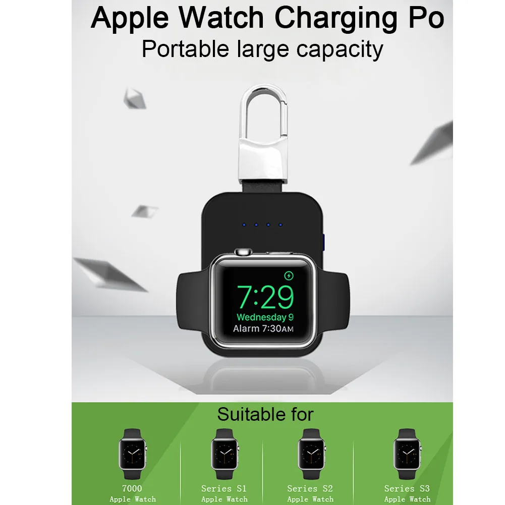 

Outdoor Wireless Charger Power Bank Charging Dock Pocket Size Quick Stand Mini Portable Key Ring Travel For Apple Watch