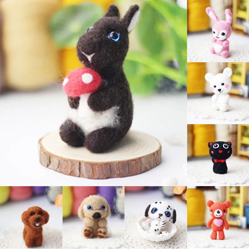 

Handmade Toy Animal Felt Craft DIY Poked Set Handcraft Wool Felt DIY Package Felting Poked Needle Poke Material Pack