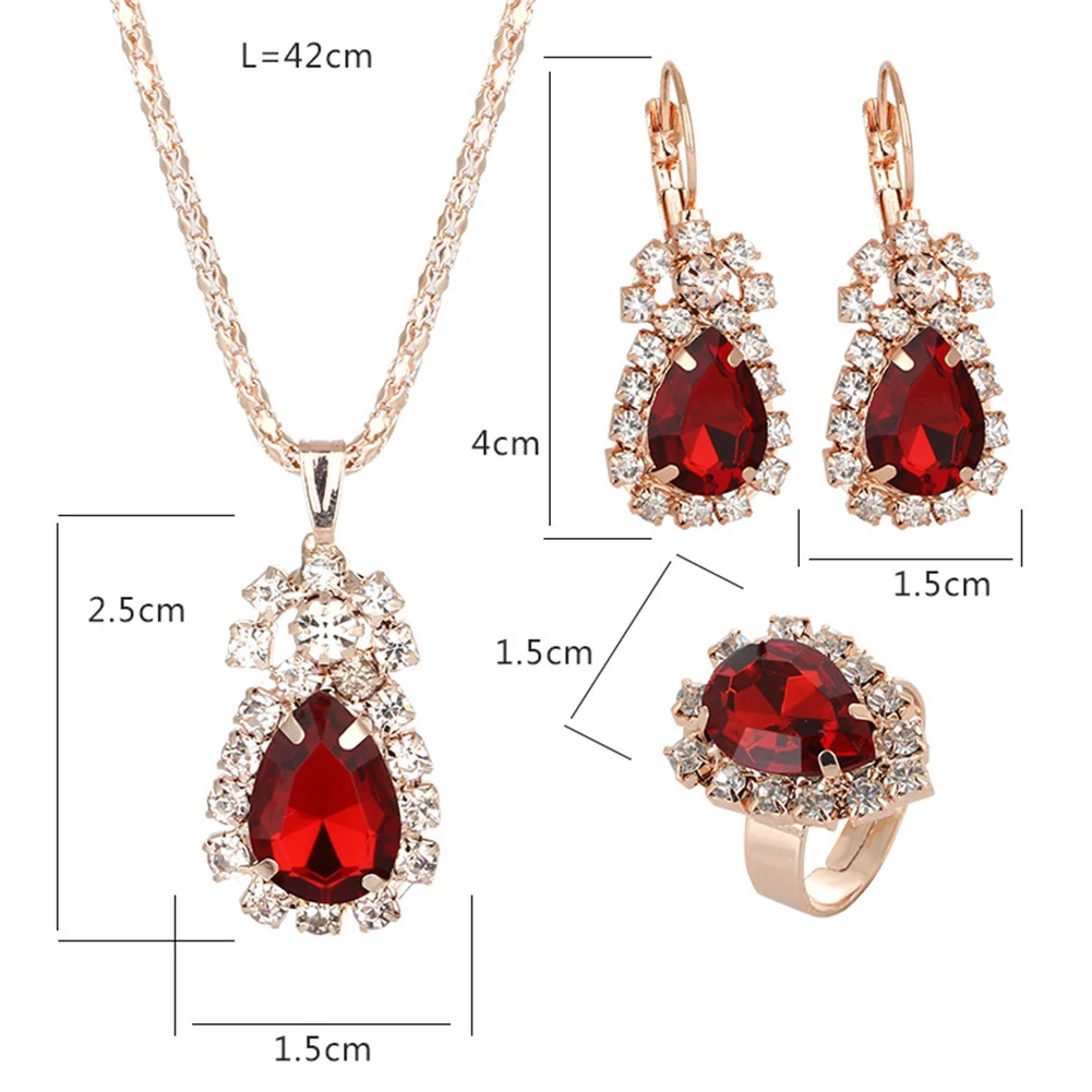 1 комплект, очаровательные ювелирные наборы, Романтические кристаллы фабалы, стразы, винтажное Элегантное ожерелье, серьги, кольца