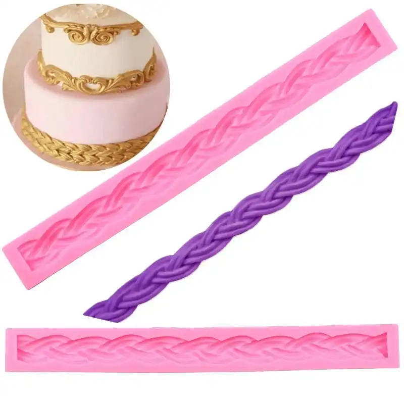 3D Long Bag Rope String Fondant Mould Knit Silicone Cake Decor
