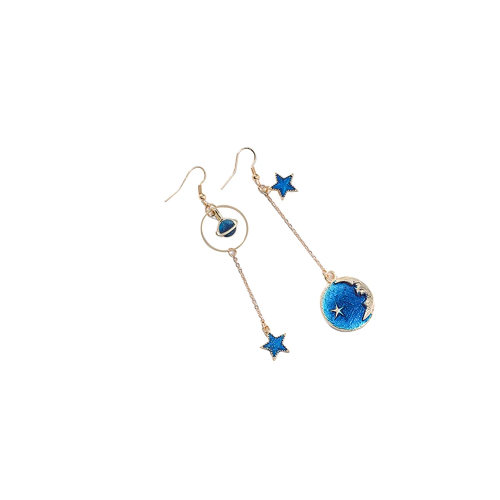 

1Pair Women Note Earrings Star Moon Temperament Personalized Hanging Asymmetric Gift Ear Accessories Ear Rings
