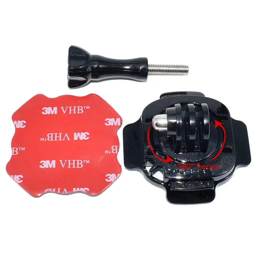 

360 Degree Rotating Helmet Bracket Curve Mount Holder with 3M Adhesive Paste Sticker and Long Screw for GoPro Hero 3 4 5 H9 Cam