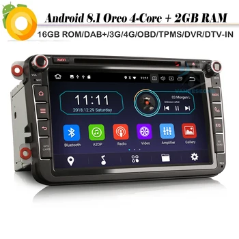 

Quad Core DAB+ WiFi 4G DVR OBD FOR PASSAT T5 GOLF Polo Touran TIGUAN EOS Android 8.1 Autoradio Car GPS Navigation player Sat Nav