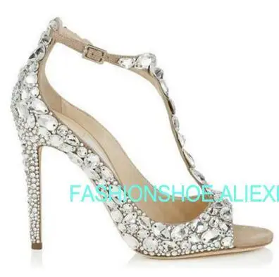 

Fashion Crystal Wedding Party Shoes Thin high heels Peep toe Spring Summer Women Summer Sandals