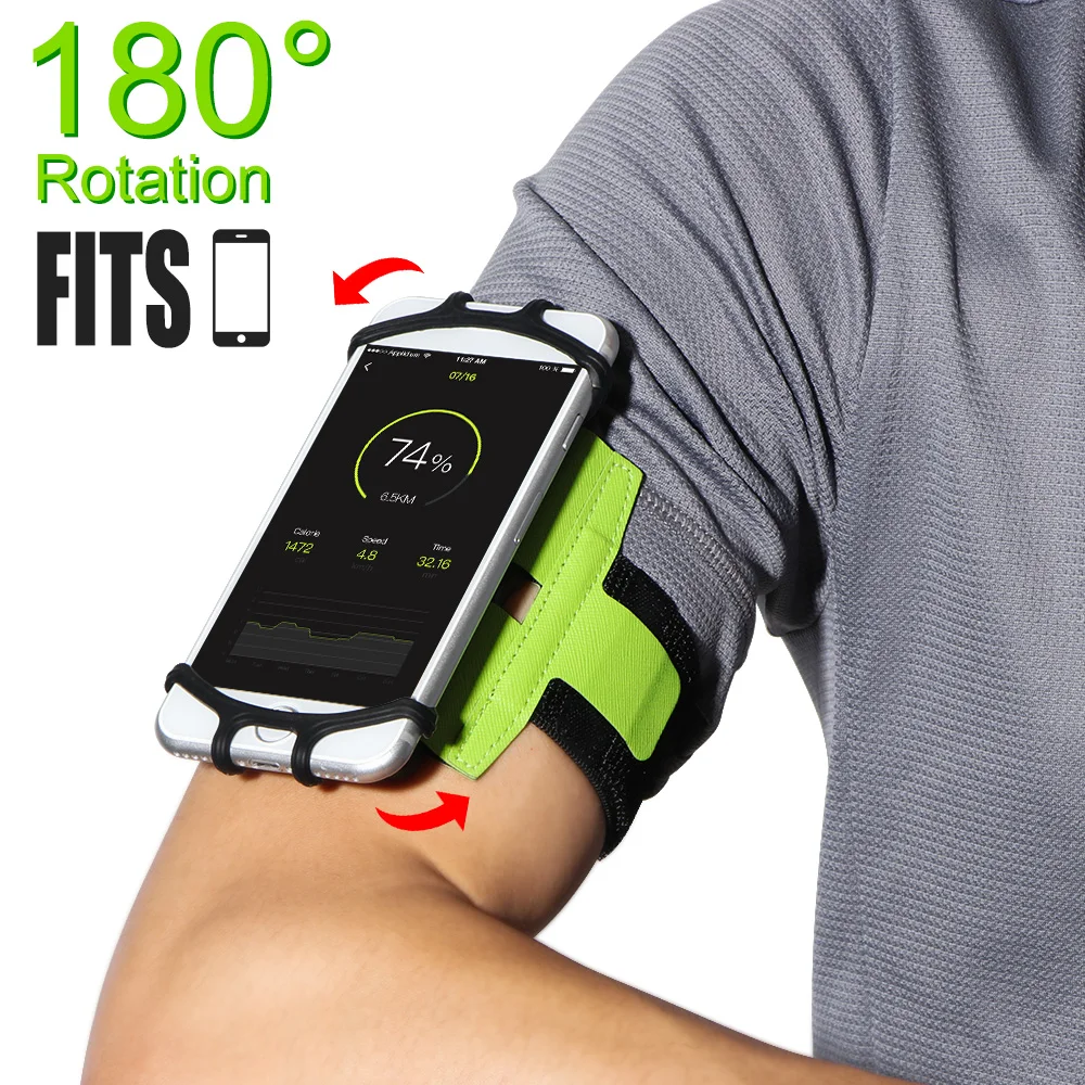 شارة حامل هاتف 180 درجة للتدوير مع ياربود حامل Sweatproof الذراع حقيبة ل 4 إلى 6 بوصة الهاتف الذكي ل iphone 6 7 8