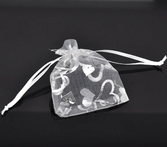 

100 Heart Organza Wedding Gift Bags&Pouches 7x9cm (B12631)