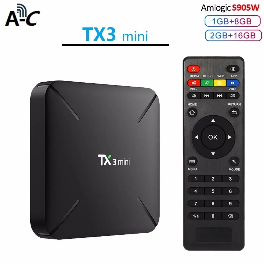 TX3 Android 7 1 ТВ коробка Новый мини Amlogic S905W 4 ядра 1Гб 8Гб 2g 16 gdlna Wi Fi Смарт приставка HD