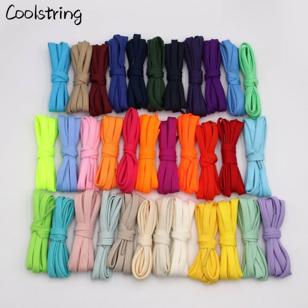 Coolstring 0.7cm Canvas Casual Shoelace Hollow Double Flat Shoelace Solid Color Plain Bootlaces For Dad Shoes Sneakers 34 Colors