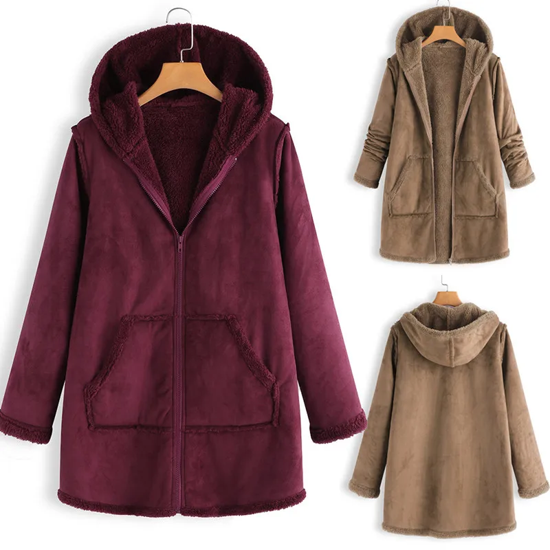 High Quality Hooded Coats Cotton Winter Jacket Womens Outwear Coat Warm Outwear Solid Hooded Pockets Vintage Oversize Coats High Quality Hooded Coats Cotton Winter Jacket Womens Outwear Coat Warm Outwear Solid Hooded Pockets Vintage Oversize Coats