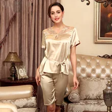 Женский пижамный комплект, Высококачественная ночная рубашка с вышитым воротником, Роскошные пижамы, гладкая ночная рубашка