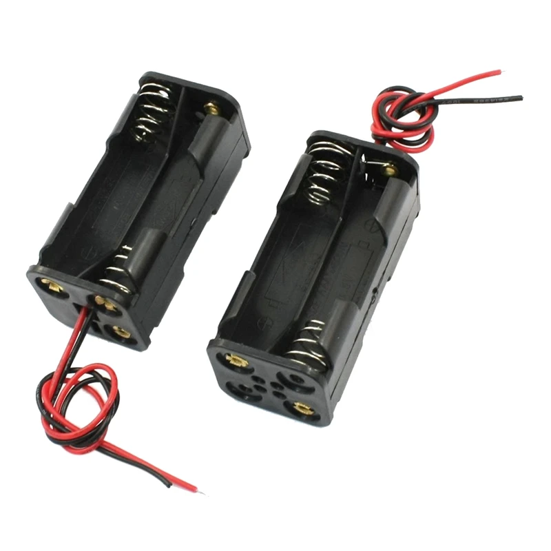 

2pcs Black 2-Layers 4 x 1.5V AAA Battery Holder Case Box w Wire Leads