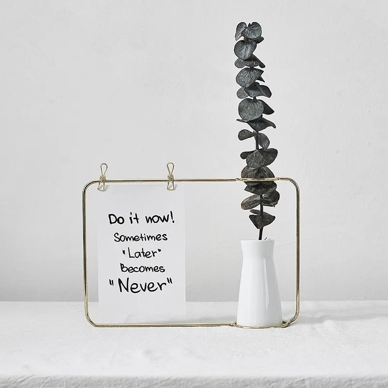 

Ins Creative Wrought Iron Frame Ceramic Vase Modern Minimalist Desktop Plant Bonsai Office Living Room Flower Arrangement Sale