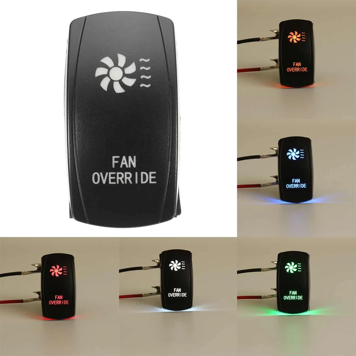 5 Pin Car FAN OVERRIDE Switches Laser Backlit Rocker Toggle Switch 20A