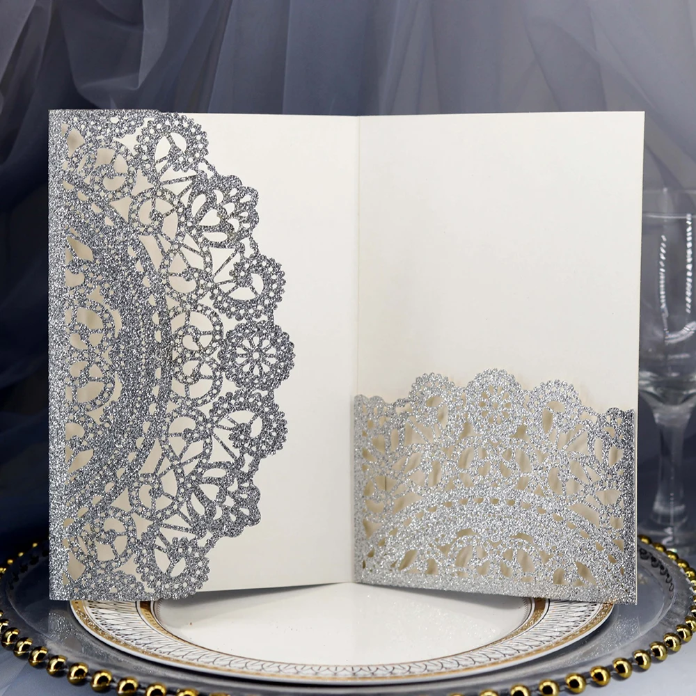  Pearl Paper 3 Colors 2019 New 10pcs Laser Cut Wedding Invitations Cards Set Greeting Business Invit - 32996290230