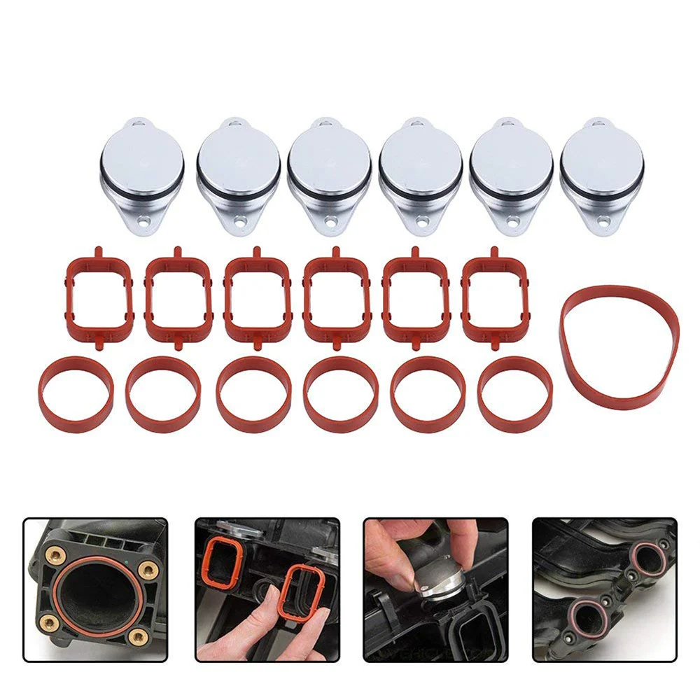 

Diesel Swirl Flap Blanks Replacement Bungs With Intake Manifold Gaskets Repair Delete Kit 6 x 22mm For BMW M57 Car Accessories