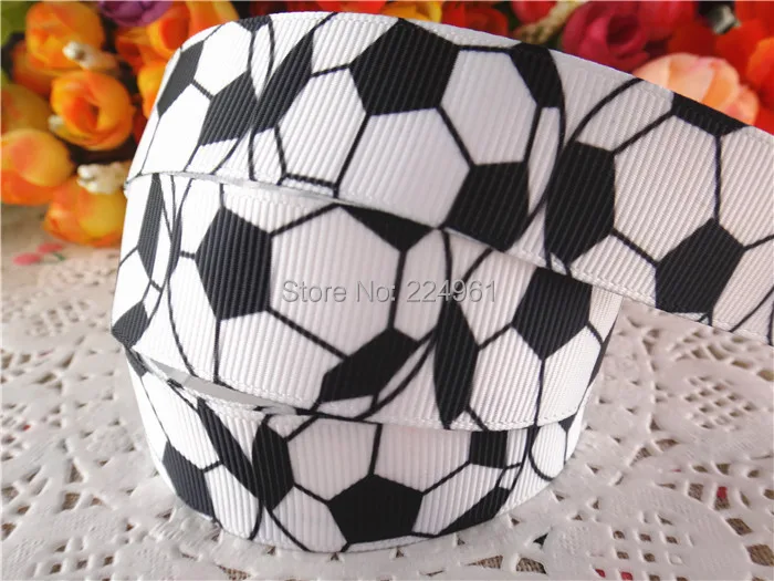Новое поступление 7/"(22 мм) футбольные напечатанные корсажные ленты спортивные ленты DIY банты для волос 10 ярдов WQ14061410