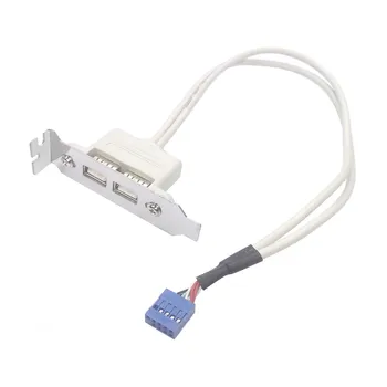 

Jimier Type A USB 2.0 Female Back Panel to Motherboard 9pin Cable 30cm with Low profile 8cm Height PCI Bracket White
