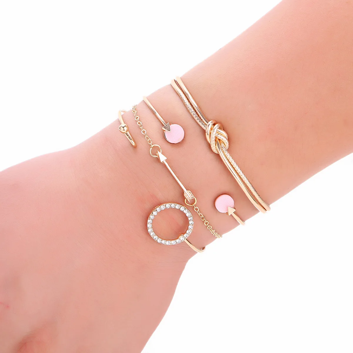 

Women's Hand Chain Studded Arrow Bangle Bracelet Four Piece Set Hand Chain